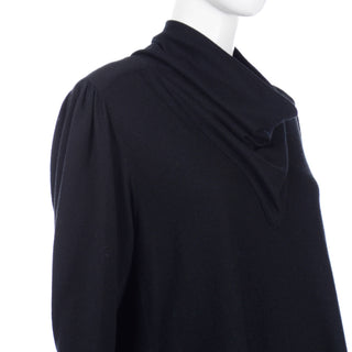 1980s Issey Miyake Vintage Black Tent Dress or Tunic Cowl Neck