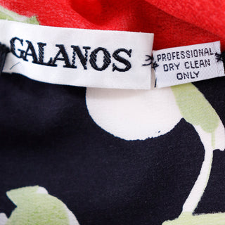 James Galanos 2 pc Black & White Polka Dot Floral Bodysuit & Sarong Dress