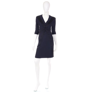 1990s Jean Paul Gaultier Femme Bondage Inspired Vintage Midnight Blue Dress