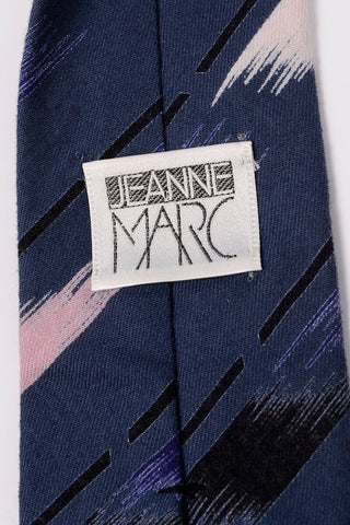 1980s Jeanne Marc Postmodern Blue & Pink Narrow Men's Necktie