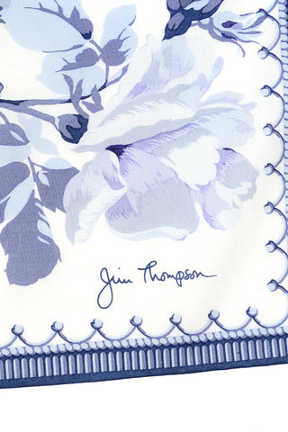 Jim Thompson Blue and White Floral Cotton Scarf