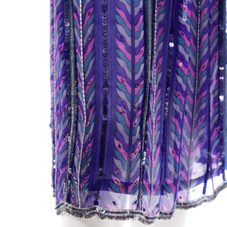 Vintage Judith Ann Creations Purple Beaded Sequin 2 pc Dress W Bird Design motif Unique