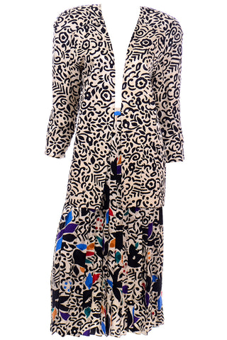 Julie Frances Pattern Mix Abstract Print Silk Jacket and Skirt Outfit