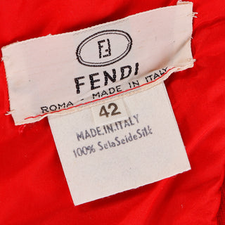 1980s Karl Lagerfeld Fendi Red Silk Satin Strapless Evening Dress w Bolero 42 Made in Italy