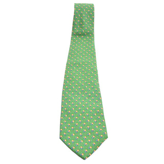 Vintage Ferragamo silk green novelty airplane print necktie