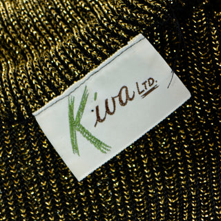 1970s Kiva Vintage Gold Sparkle Plaid Skirt & Cowl Neck Top Outfit Bronze Lurex Set