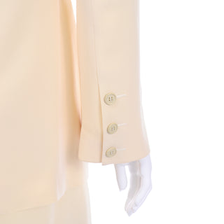 Krizia Cream Silk Blend Skirt and Long Blazer Jacket Suit excellent condition