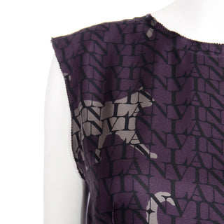 2011 Lanvin by Alber Elbaz Cat Print Logo Silk Dress sleeveless sheath