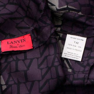 2011 Lanvin by Alber Elbaz Cat Print Logo Silk Dress France