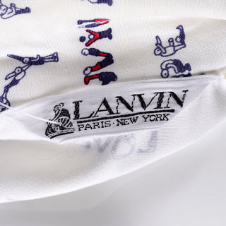 1970s Lanvin Novelty Print White Pantsuit w/ Acrobats & Words Size 8
