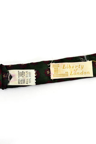 Floral Liberty of London Vintage Silk Bow Tie Dark Green - Dressing Vintage