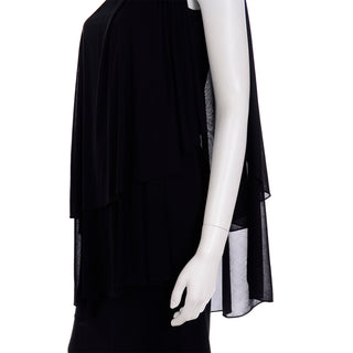 Lilli Diamond Vintage Black Grecian Style One Shoulder Evening Dress with rhinestones