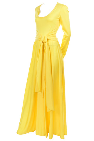 Lillie Rubin Canary Yellow Maxi Dress w Scoop Neck