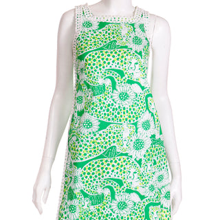 1970s Lilly Pulitzer Green Leopard Print Tunic W Short Shorts