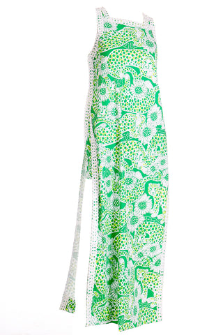 1970s Lilly Pulitzer Green Leopard Print Tunic W Short Shorts
