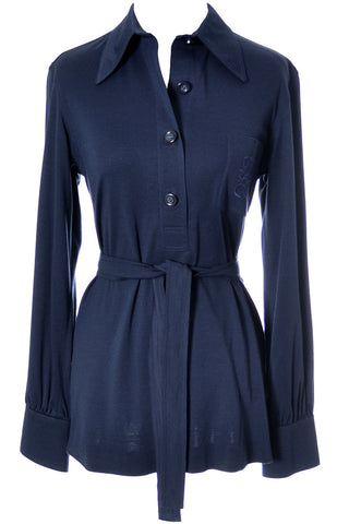 Loewe NEVER WORN vintage blue blouse - Dressing Vintage
