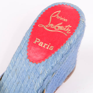 Christian Louboutin blue shoes wedge sandals sz 37 espadrilles
