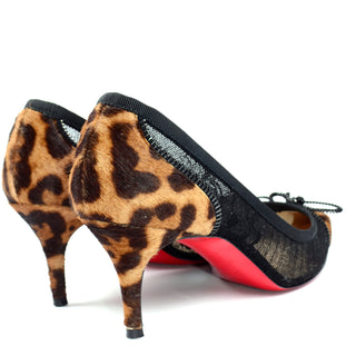 Christian Louboutin Souris 70 Pony Fur Lace Zipper Bow Kitten Heel Shoes heels