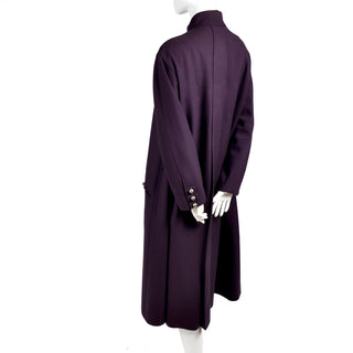 Oversized 1980s Louis Feraud Purple Wool Vintage Coat With Pockets Sz 34