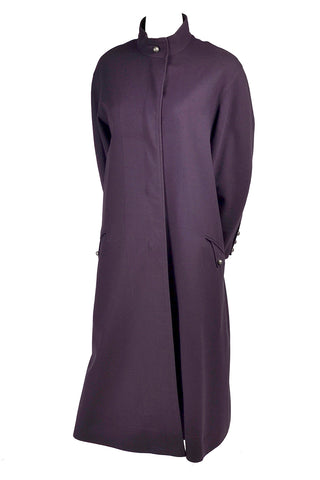 1980s Louis Feraud Purple Wool Vintage Coat With Pockets Sz 34