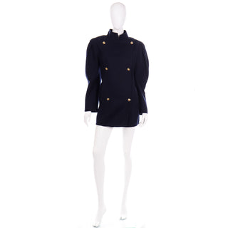 Vintage 1980s Louis Feraud Navy Blue Midnight Jacket Coat