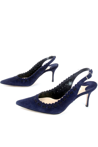 Manolo Blahnik Vintage blue suede slingback shoes