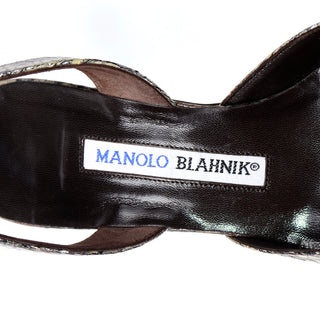 Manolo Blahnik Slingback Shoes Pointed Toe Snakeskin Heels