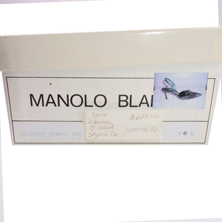 Manolo Blahnik Grey Ploiesti Snakeskin Slingback Shoes with original box