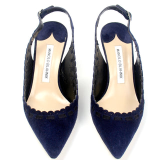 Manolo Blahnik Vintage blue suede slingback shoes 36.5