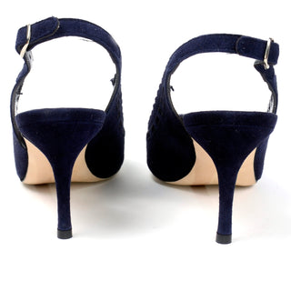 Manolo Blahnik Vintage blue suede slingback shoes heels 36.5