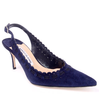 Size 36.5 Manolo Blahnik Vintage blue suede slingback shoes