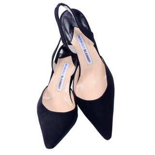 Manolo Blahnik Black Carolyne Slingback Heels in Size 38.5