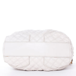 Marc Jacobs Bone Quilted Hobo Style Leather Bag with Gold Hardware