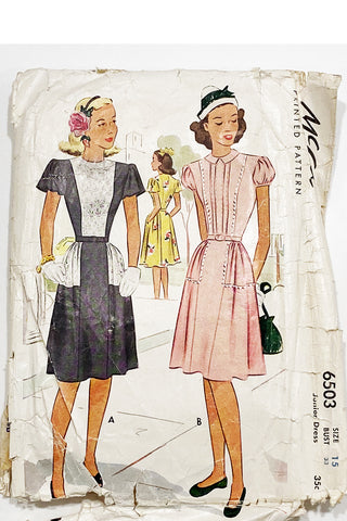 Original 1940s Vintage McCall 6503 Dress Sewing Pattern