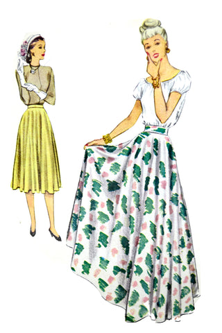 1947 1940s McCall 6927 Vintage Skirt Pattern
