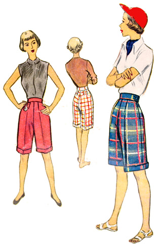 1951 Vintage McCall 8398 High Waisted Shorts Sewing Pattern