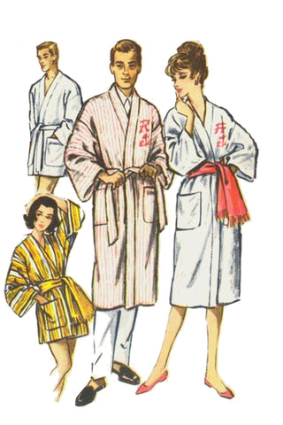 McCalls 2334 Vintage His & Hers Monogrammed Robe or Beach Cover Pattern
