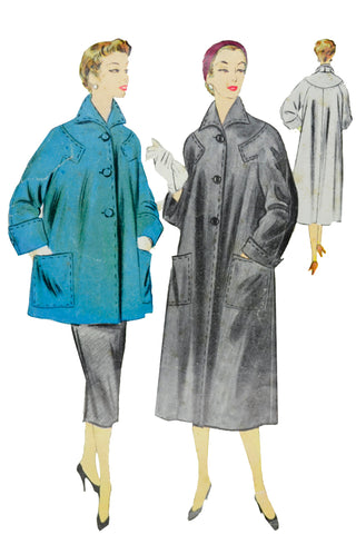 1954 McCalls 9916 Vintage 50s Coat Sewing Pattern