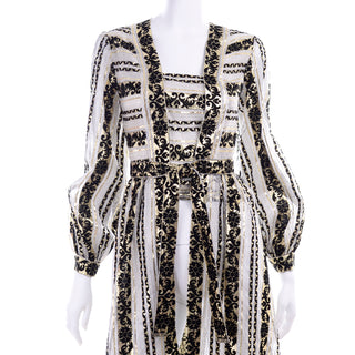 1960s Vintage Gold Silver Black Metallic Evening Dress custom