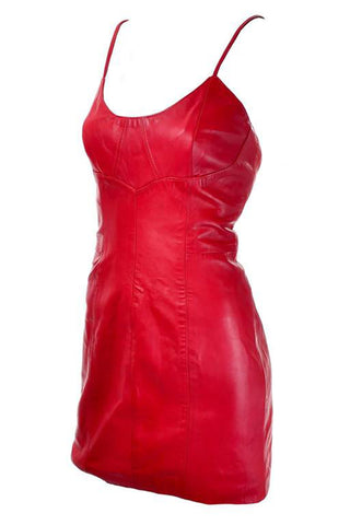 Michael Hoban North Beach Red Leather Mini Dress