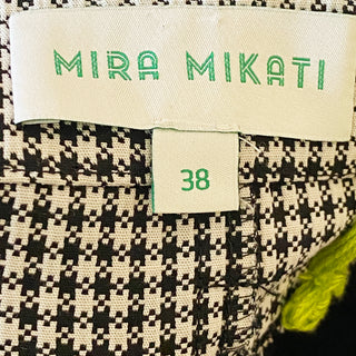 Mira Mikati Black & White Houndstooth Skirt W Colorful Knit Trim