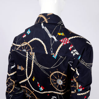Jean jacket with novelty nautical print