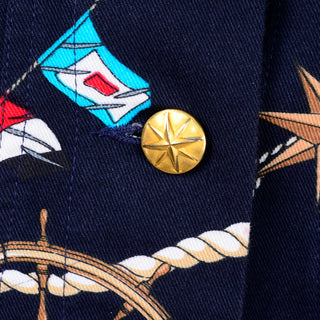 Mondi compass rose buttons on nautical print skirt and jacket dress