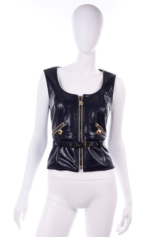90's Belted Moschino Jeans pleather vest