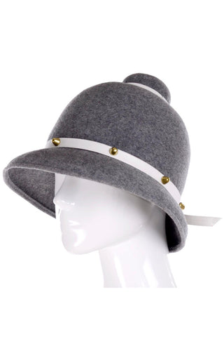 Mr. John Classic Vintage Grey Felt Hat Brass Studs