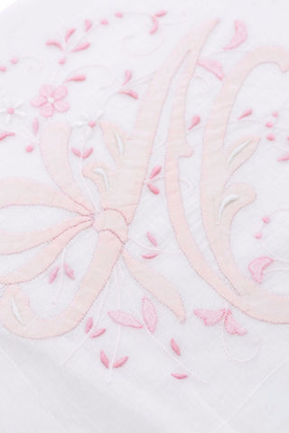 Madeira Vintage Handkerchief with Pink N Monogram 15" - Dressing Vintage