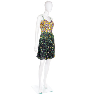 1990s Naeem Khan Riazee Boutique Beaded Sequin Floral Mini Dress S/M