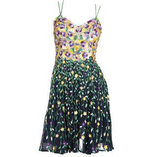 1990s Naeem Khan Riazee Boutique Beaded Sequin Floral Mini Dress from Rizik Bros