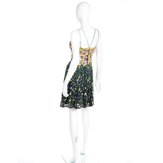 Colorful 1990s Naeem Khan Riazee Boutique Beaded Sequin Floral Mini Dress