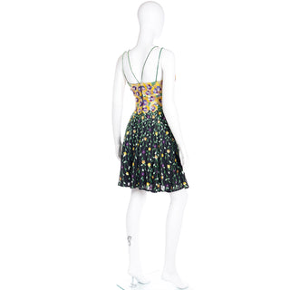 1990s Naeem Khan Riazee Boutique Beaded Sequin Floral Mini Spring Summer Dress
